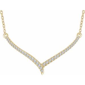14K Yellow 1/6 CTW Natural Diamond 16-18" V Necklace