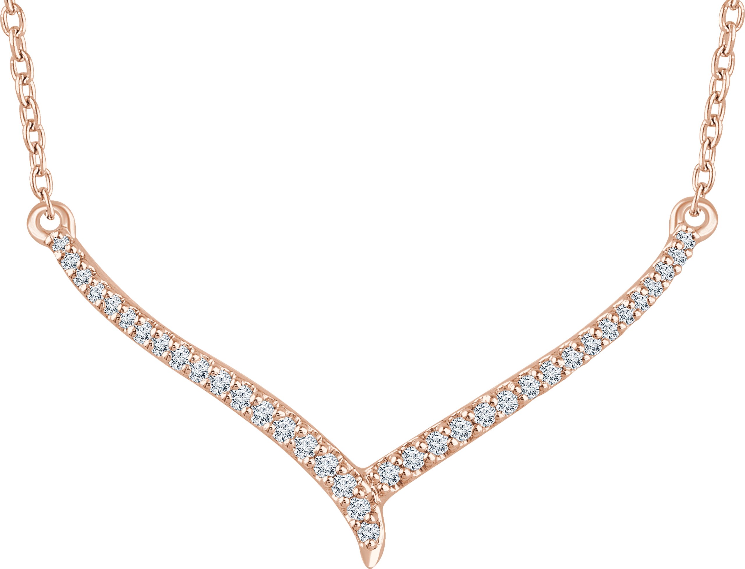 14K Rose 1/6 CTW Diamond "V" 16-18" Necklace  