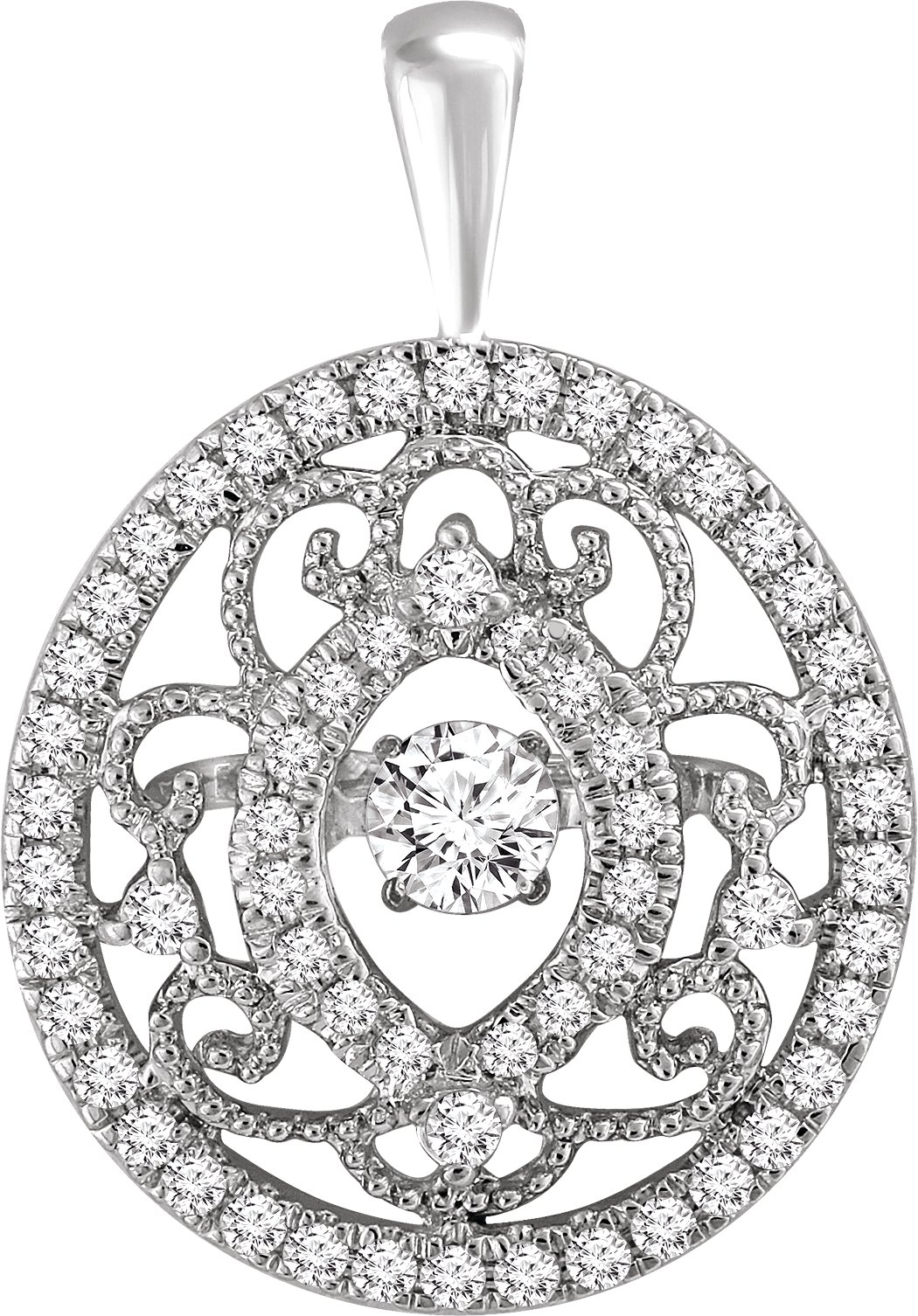 14K White 3/8 CTW Mystara® Diamonds Vintage-Inspired Pendant      