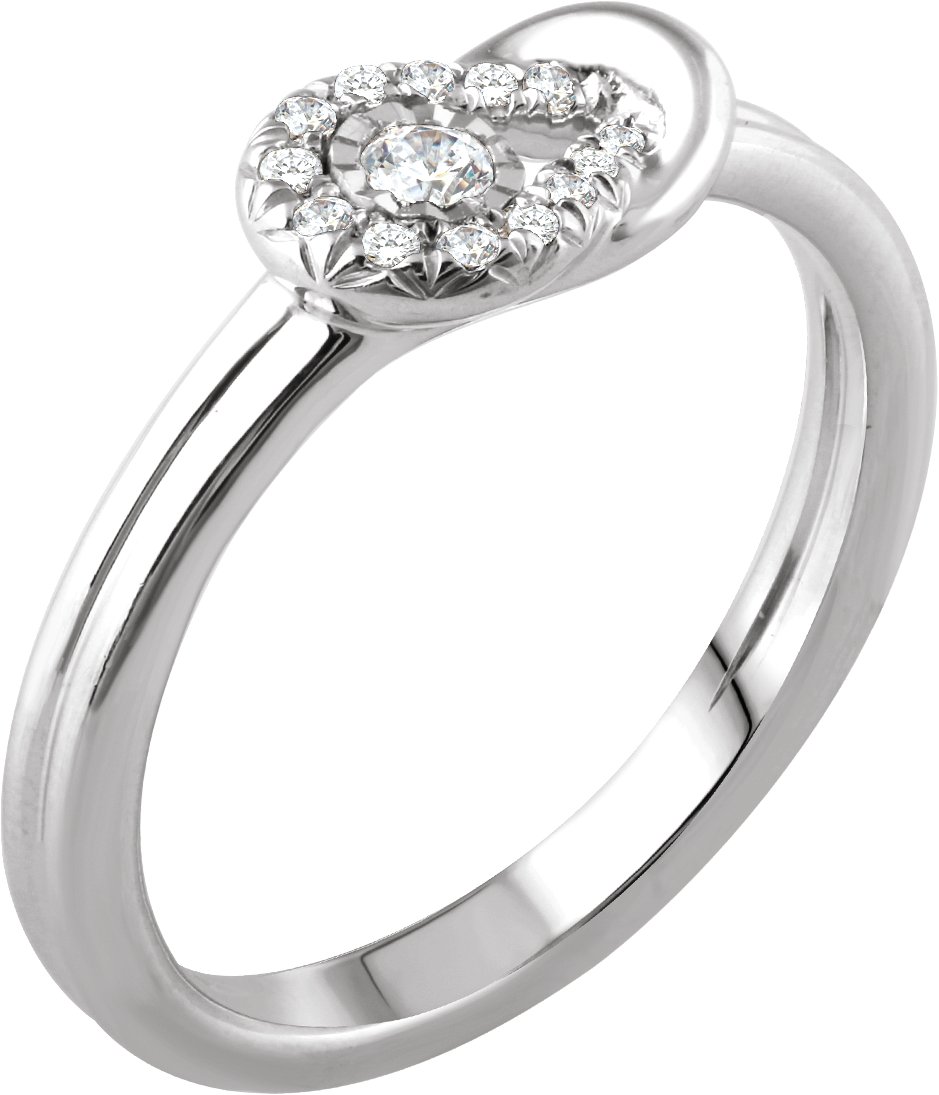 14K White 1/8 CTW Diamond Knot Ring  