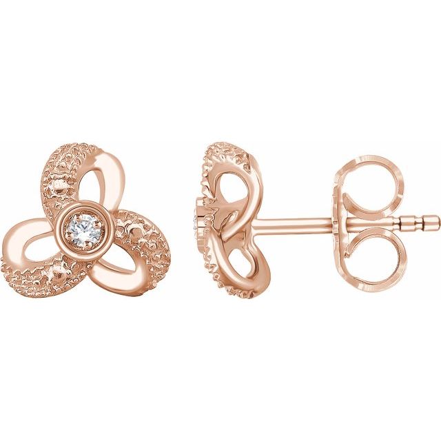 14K Rose 1/6 CTW Diamond Knot Earrings