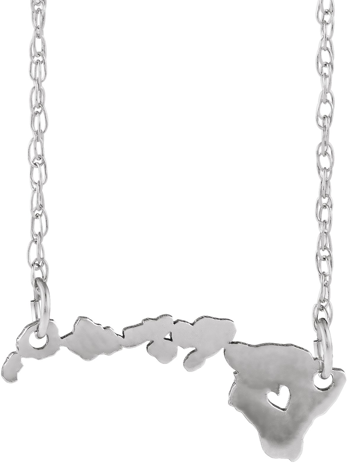 Engravable State with Heart-Pierced City Necklace