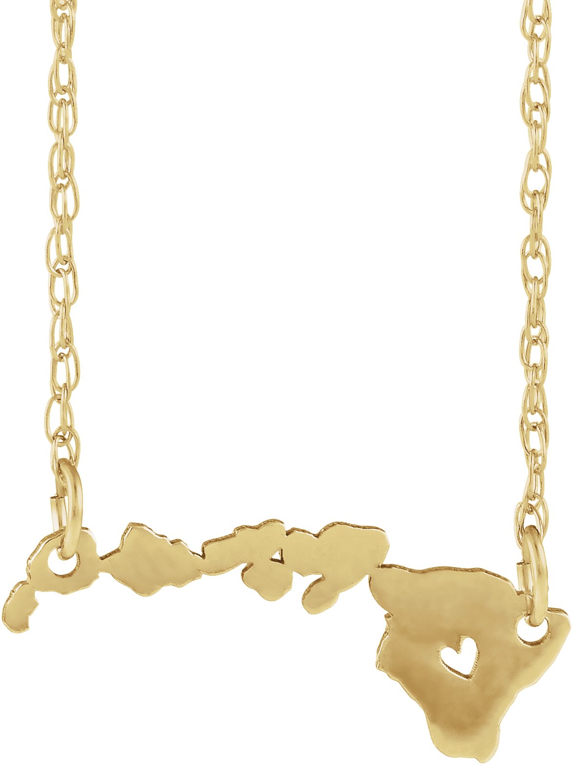 Engravable State with Heart-Pierced City Necklace