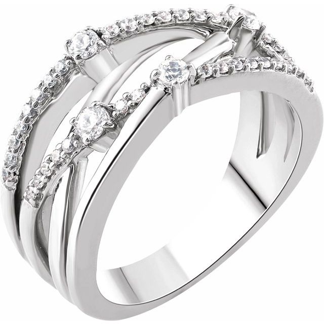 14K White 1/3 CTW Diamond Criss-Cross Ring  