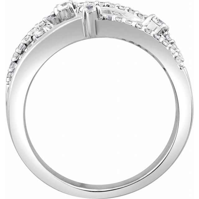 14K White 1/3 CTW Diamond Criss-Cross Ring