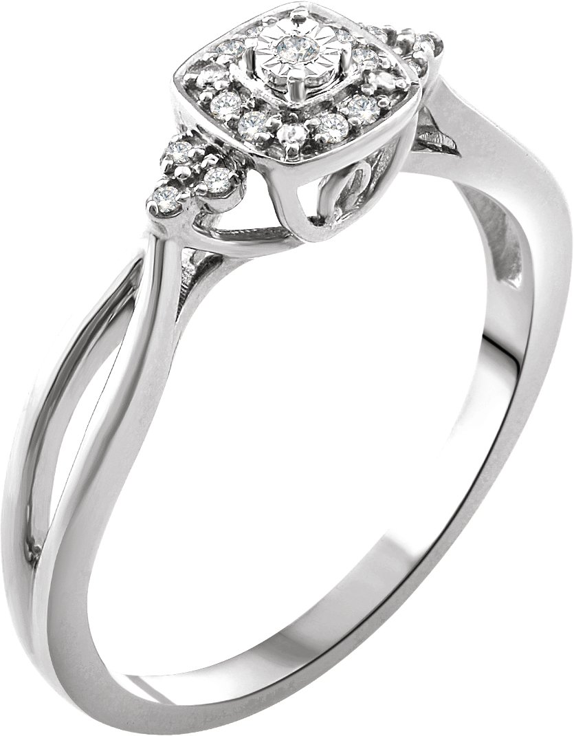 10K White .05 CTW Natural Diamond Promise Ring  