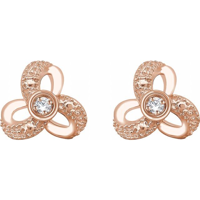 14K Rose 1/6 CTW Natural Diamond Knot Earrings