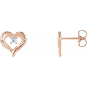 14K Rose 1/10 CTW Natural Diamond Heart Earrings  
