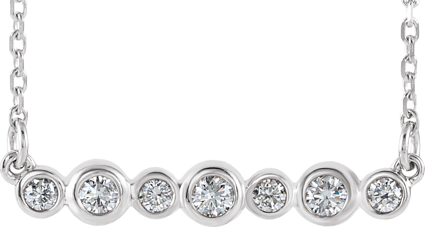 Sterling Silver .20 CTW Diamond Bezel Set Bar 16 18 inch Necklace Ref. 13352217