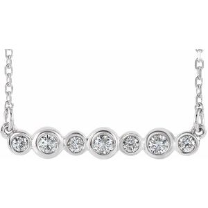 Sterling Silver 1/5 CTW Diamond Bezel-Set Bar 16-18" Necklace  