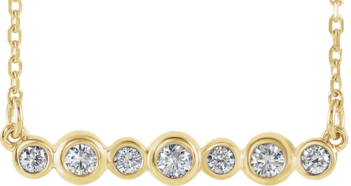 14K Yellow 1/5 CTW Natural Diamond Bezel-Set Bar 16-18 Necklace  