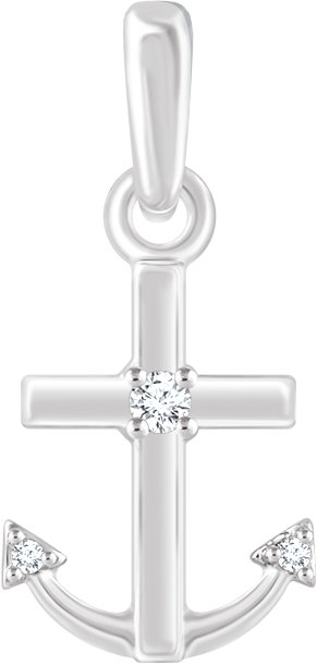 14K White .03 CTW Natural Diamond Anchor Pendant  