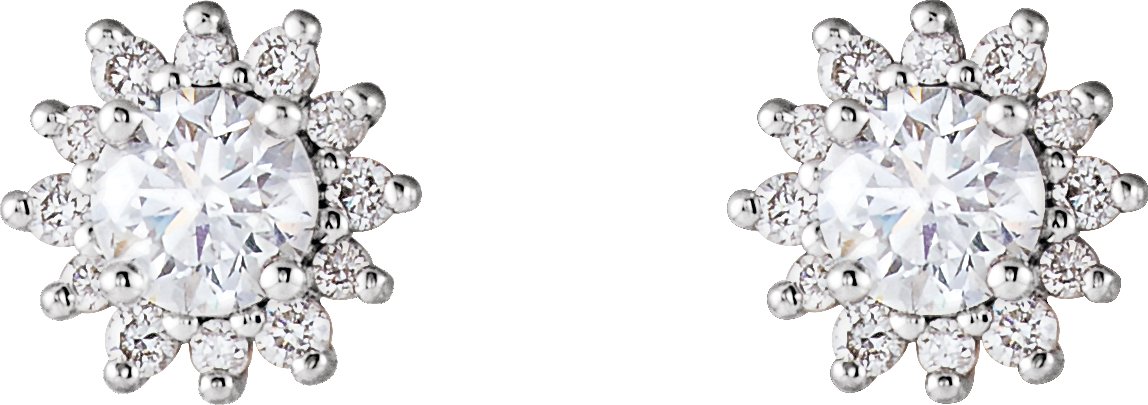 14K White 1/2 CTW Diamond Halo-Style Earrings