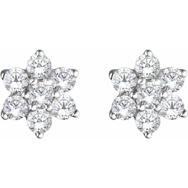 14K White 3/8 CTW Natural Diamond Flower Earrings