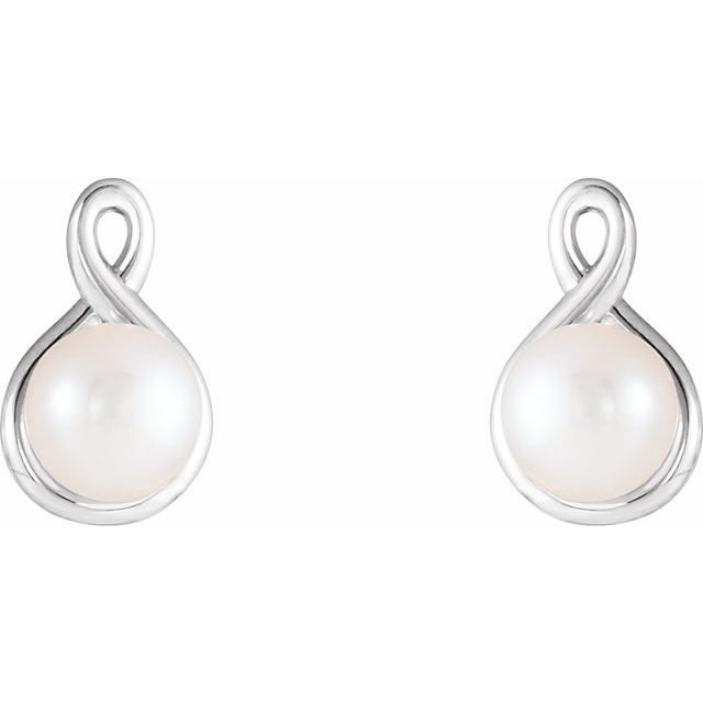 14K White Cultured White Freshwater Pearl Earrings 