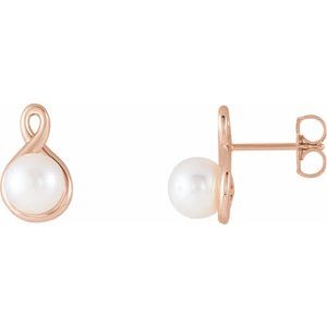 14K Rose Pearl Earrings 
