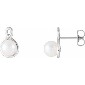 Sterling Silver Cultured White Freshwater Pearl Earrings 
