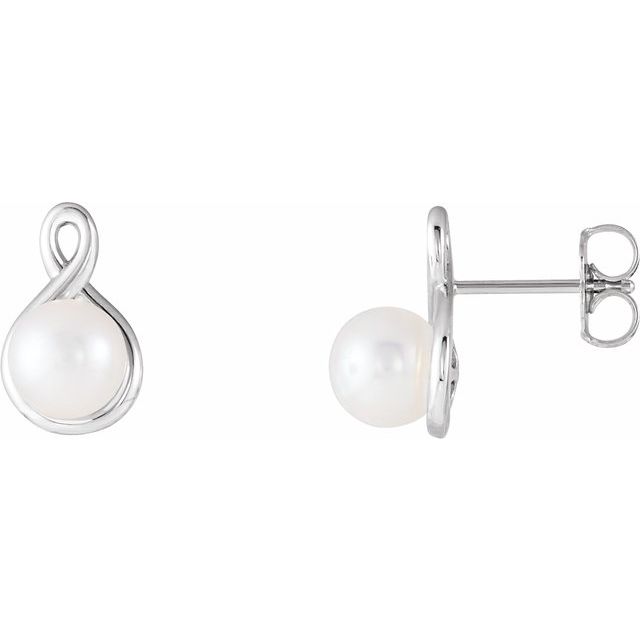 14K White Pearl Earrings 