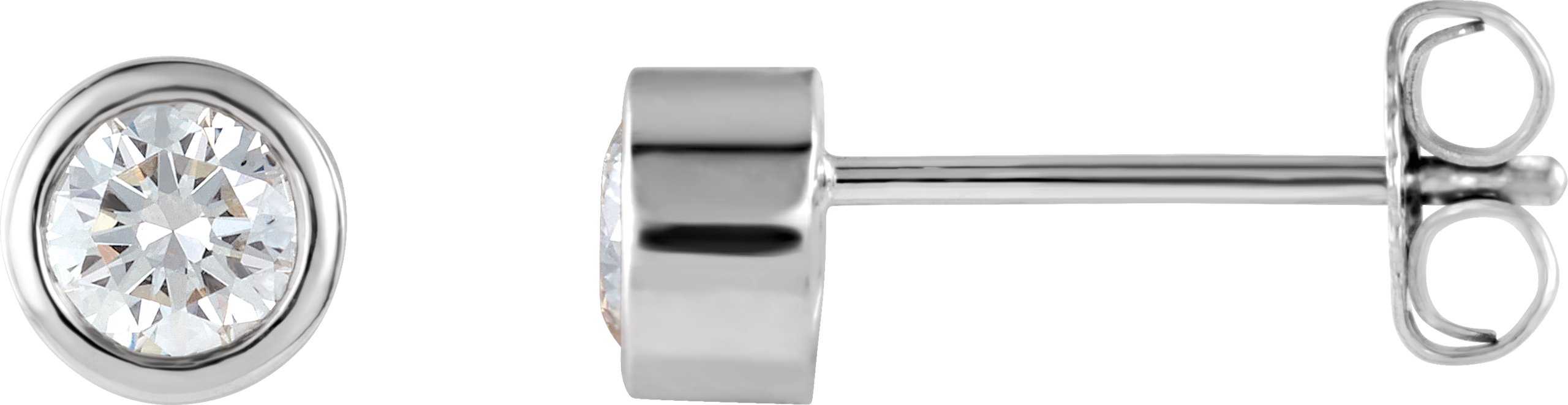 Round Bezel-Set Stud Earrings – Platinum