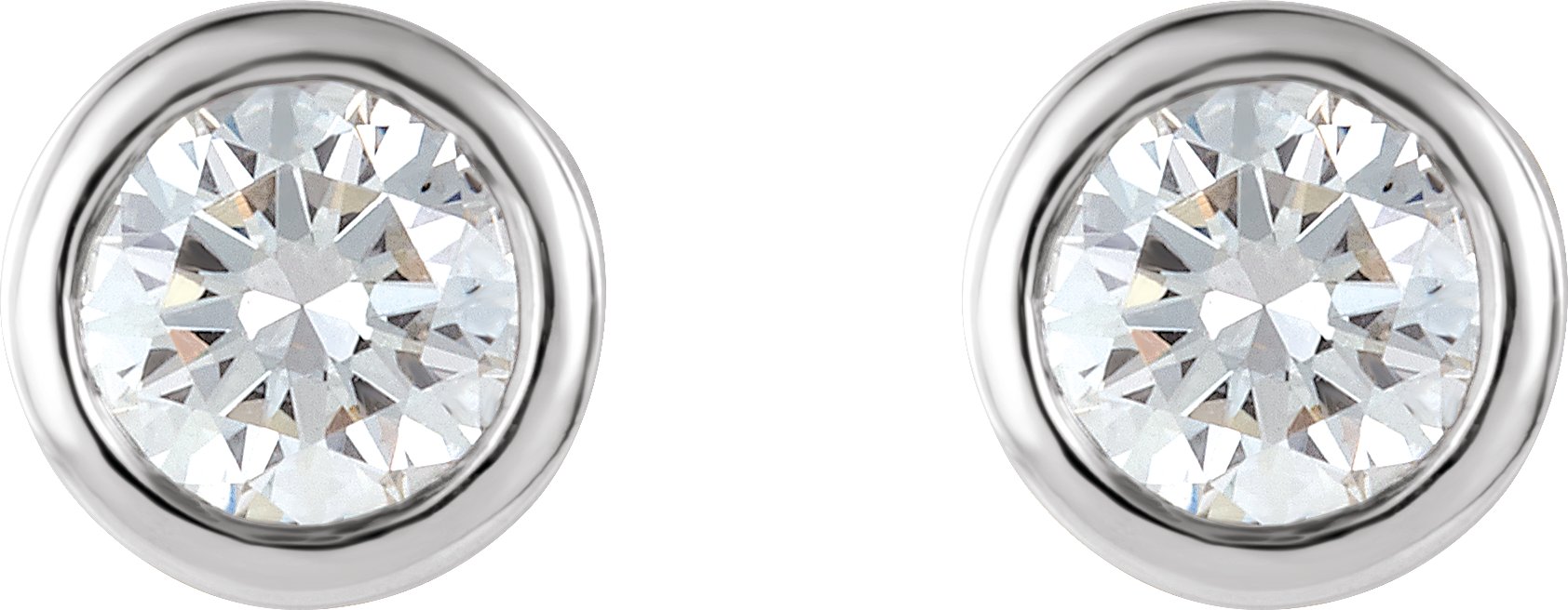 Alternative view of Round Bezel-Set Stud Earrings – Platinum