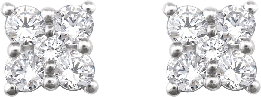 14K White 1/2 CTW Natural Diamond Cluster Earrings 