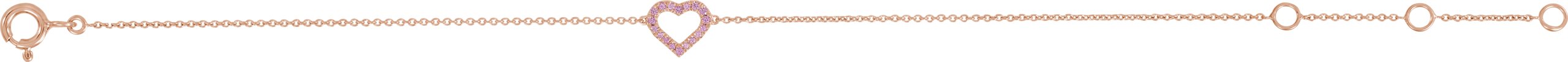 14K Rose Pink Sapphire Heart 5-7" Bracelet