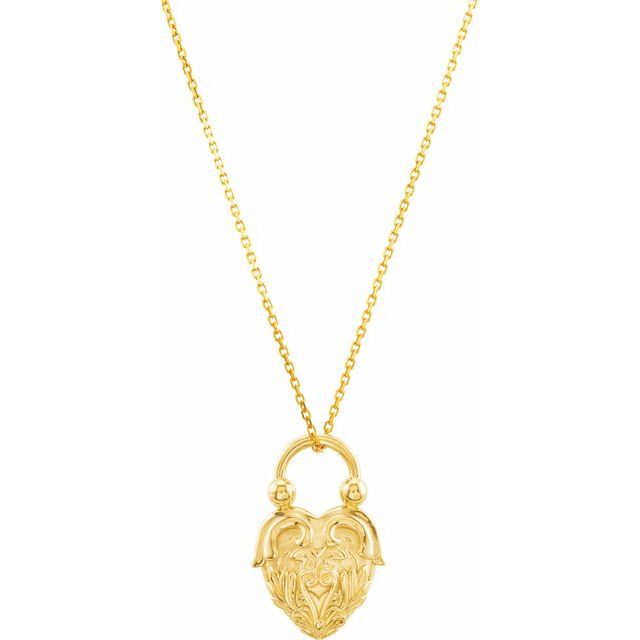 14K Yellow Vintage-Inspired Heart 18