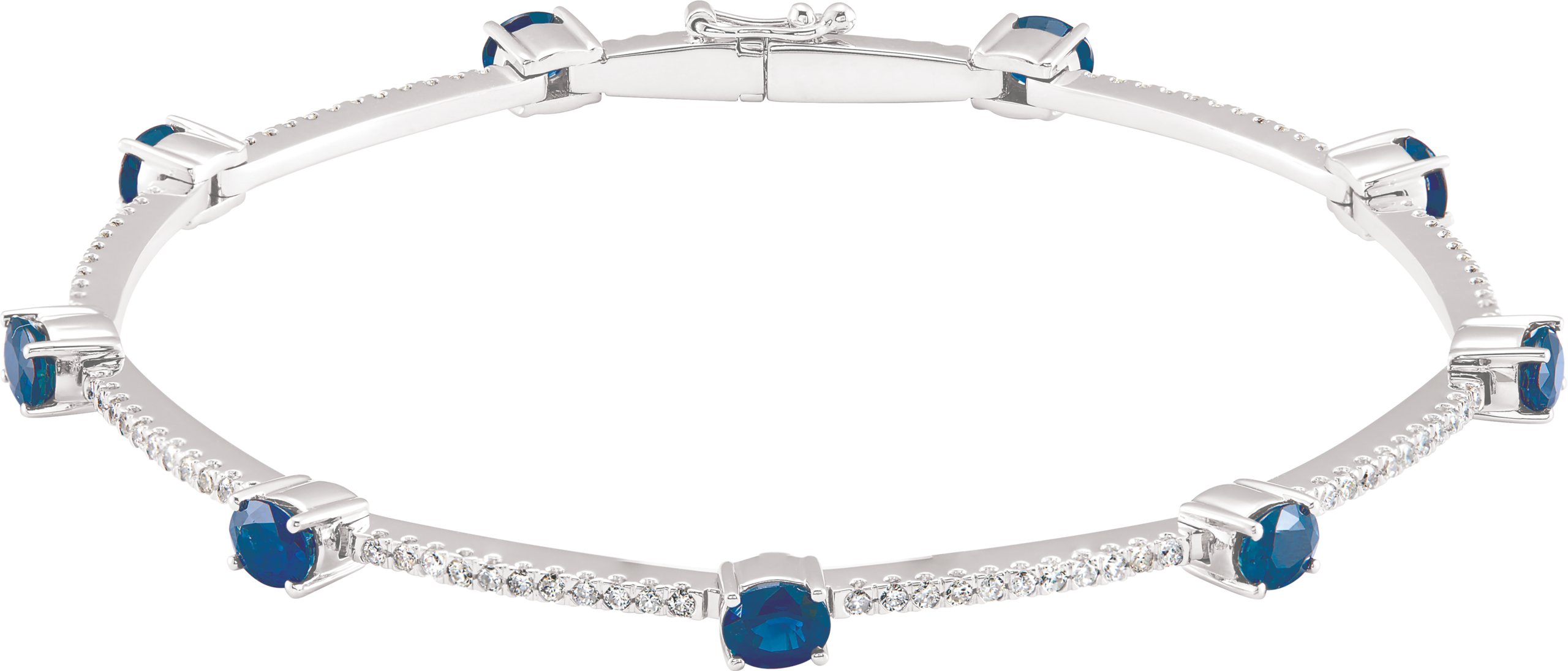 14K White Sapphire & 3/4 CTW Diamond Line Bracelet