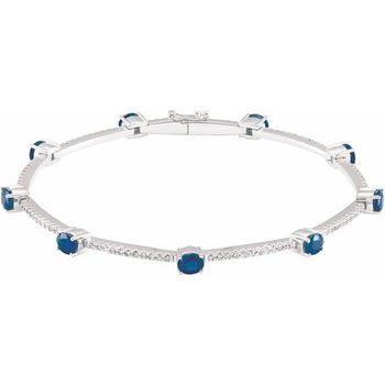 14K White Sapphire and .75 CTW Diamond Line Bracelet Ref. 3259837