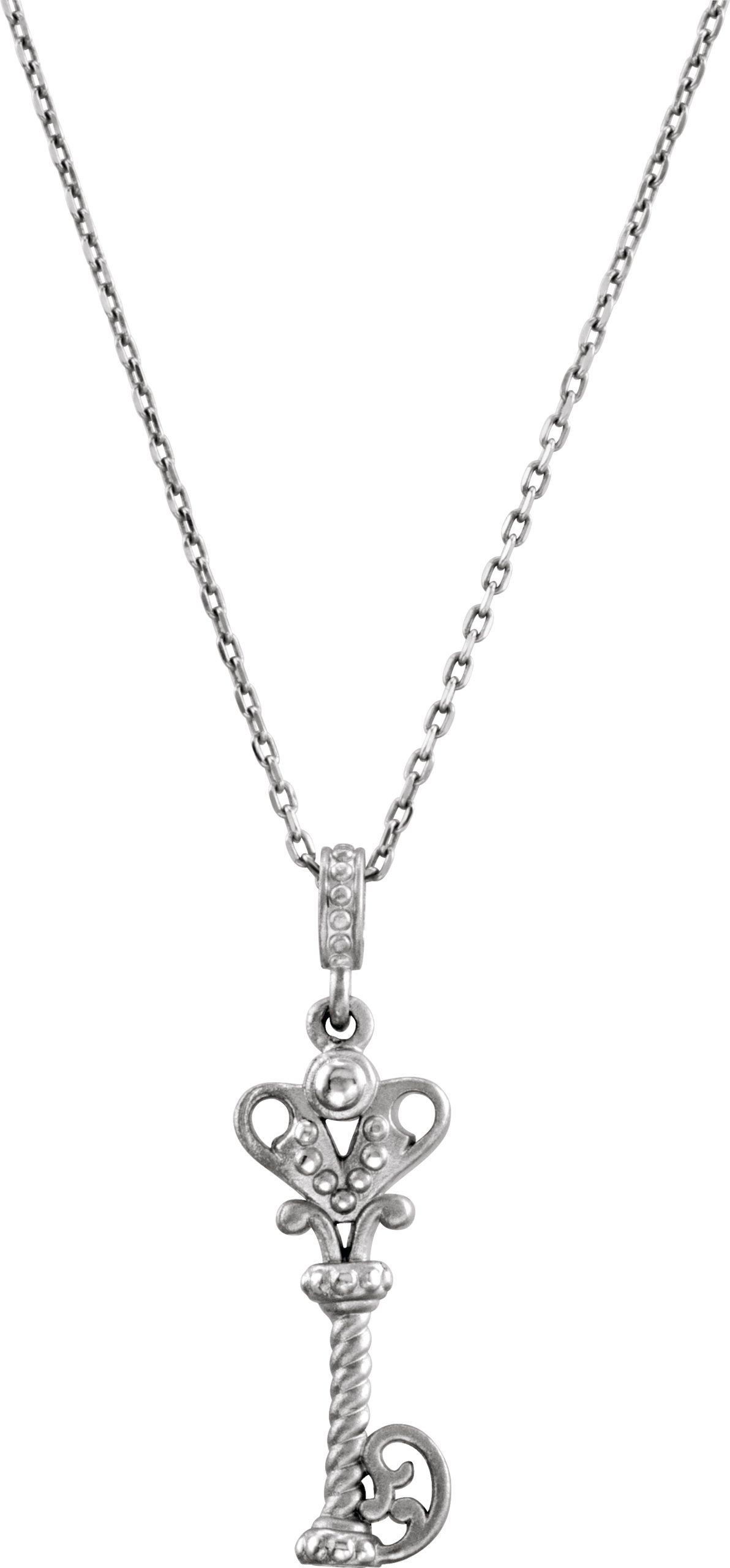 Sterling Silver Vintage-Inspired Key 18" Necklace