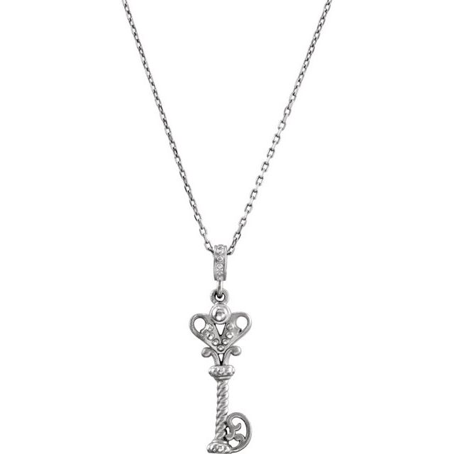 Sterling Silver Vintage-Inspired Key 18" Necklace