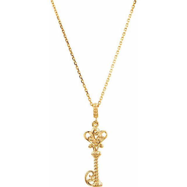 14K Yellow Vintage-Inspired Key 18" Necklace