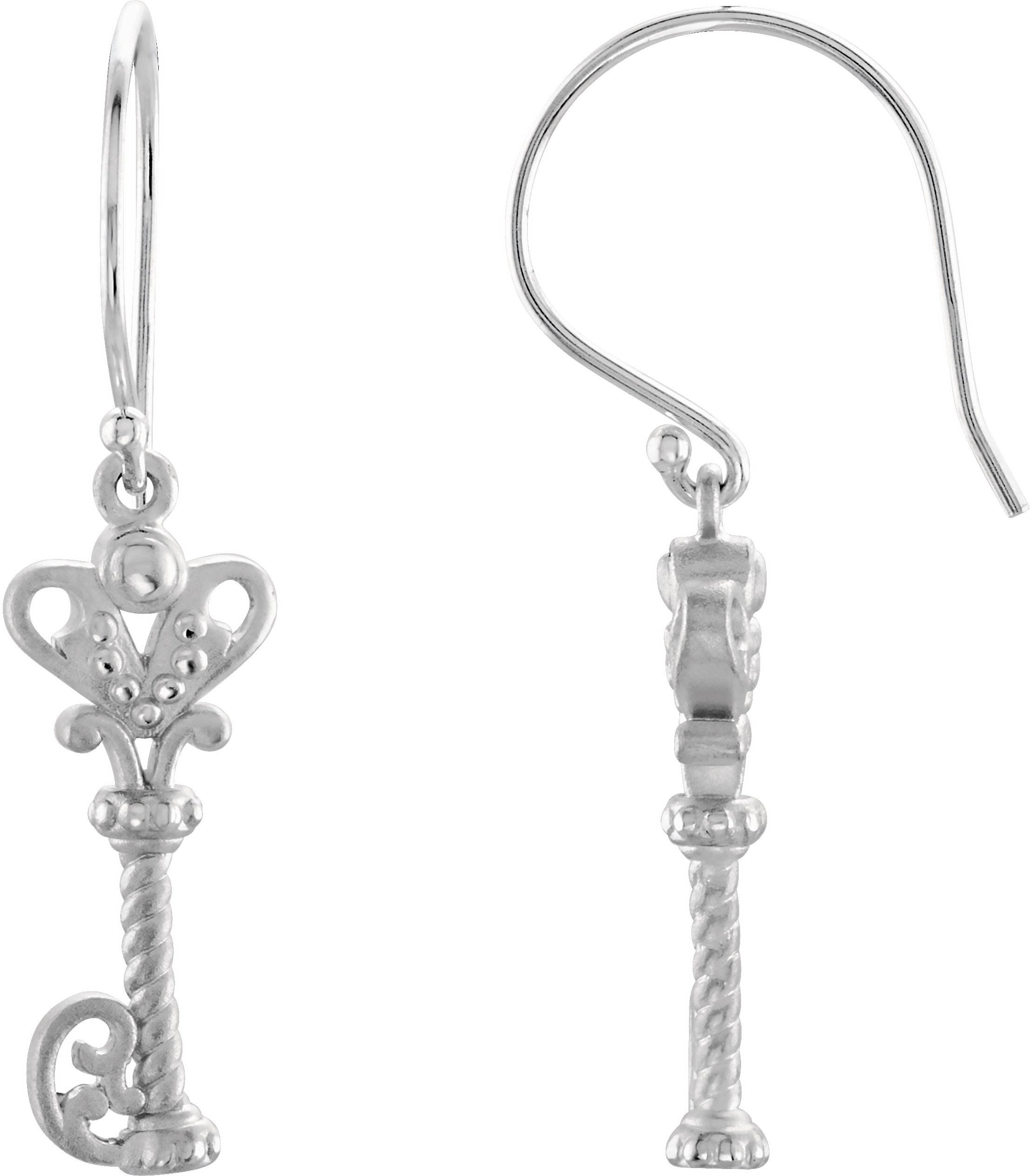 Sterling Silver Vintage-Inspired Key Earring