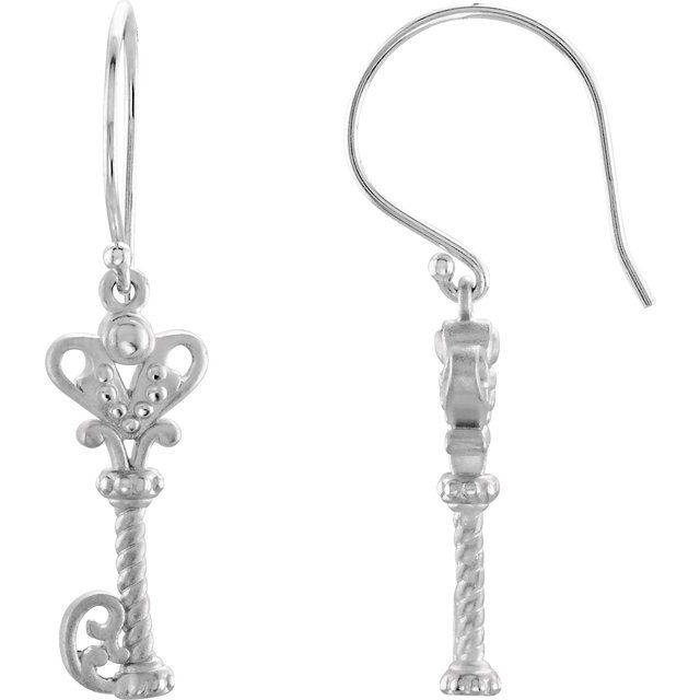 Sterling Silver Vintage-Inspired Key Earring