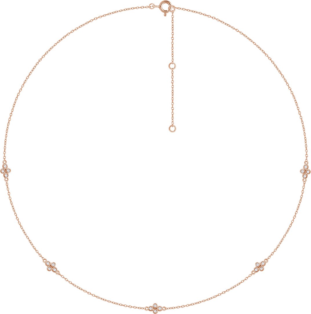 14K Rose 1/6 CTW Natural Diamond 5-Station 16-18" Necklace