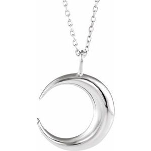 14K White Crescent Moon 16-18" Necklace