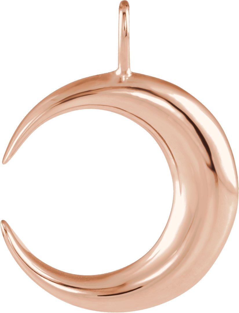 14K Rose Crescent Moon Pendant 