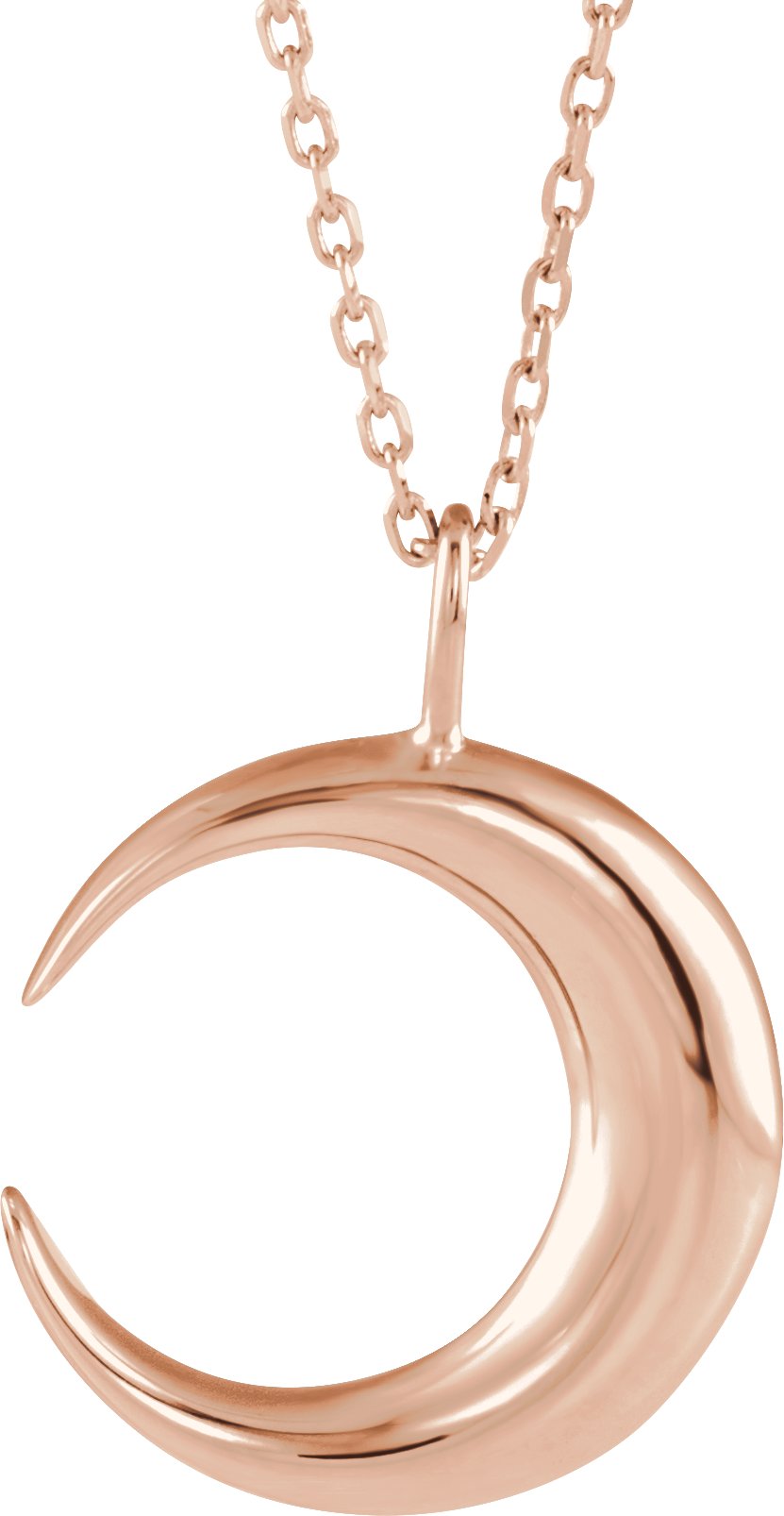 14K Rose Crescent Moon 16-18" Necklace 