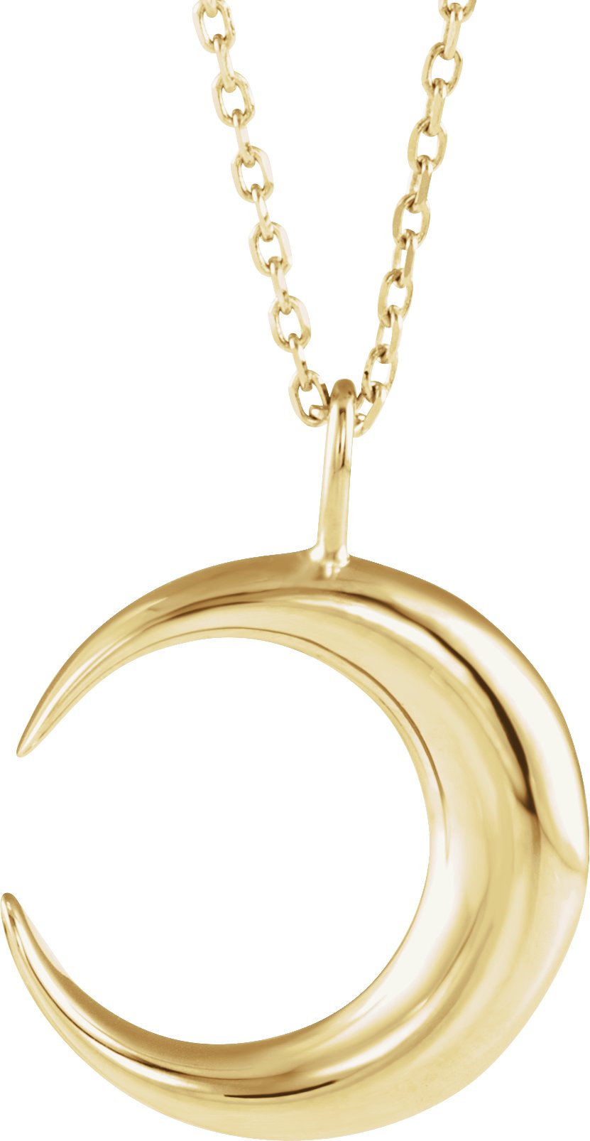 14K Yellow Crescent Moon 16-18" Necklace 