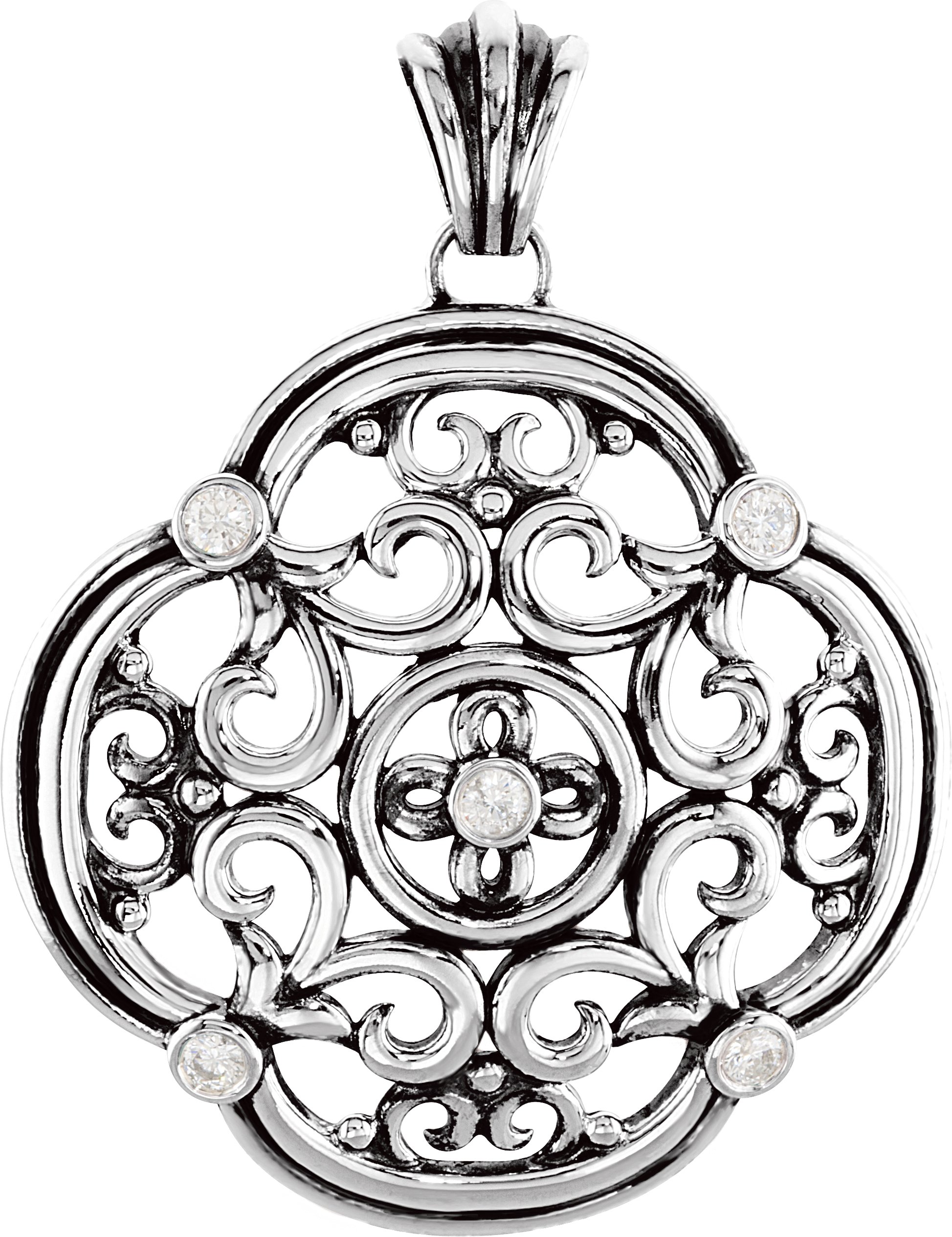 Sterling Silver .375 CTW Diamond Filigree Pendant Ref. 3415373