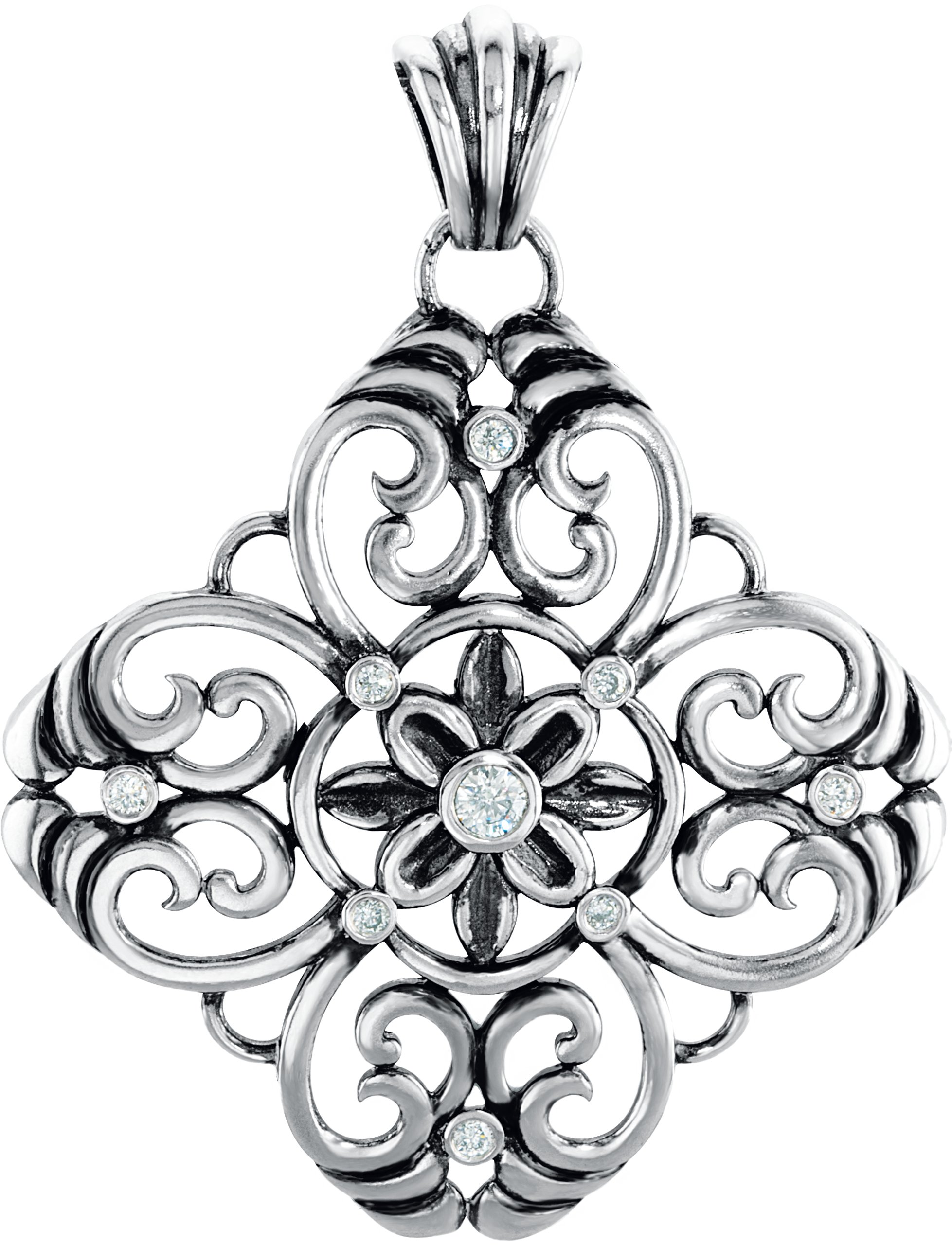 Sterling Silver .33 CTW Diamond Filigree Pendant Ref. 3402264