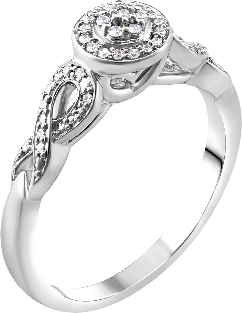 10K White 1/10 CTW Natural Diamond Promise Ring  