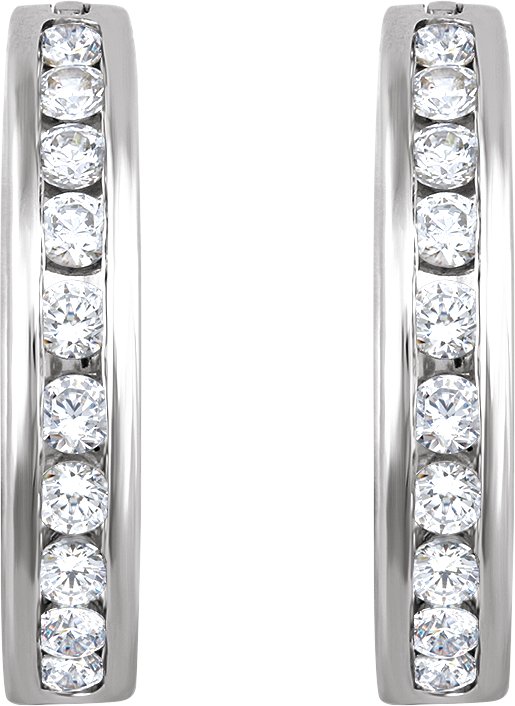 14K White 1/2 CTW Diamond Hoop Earrings  