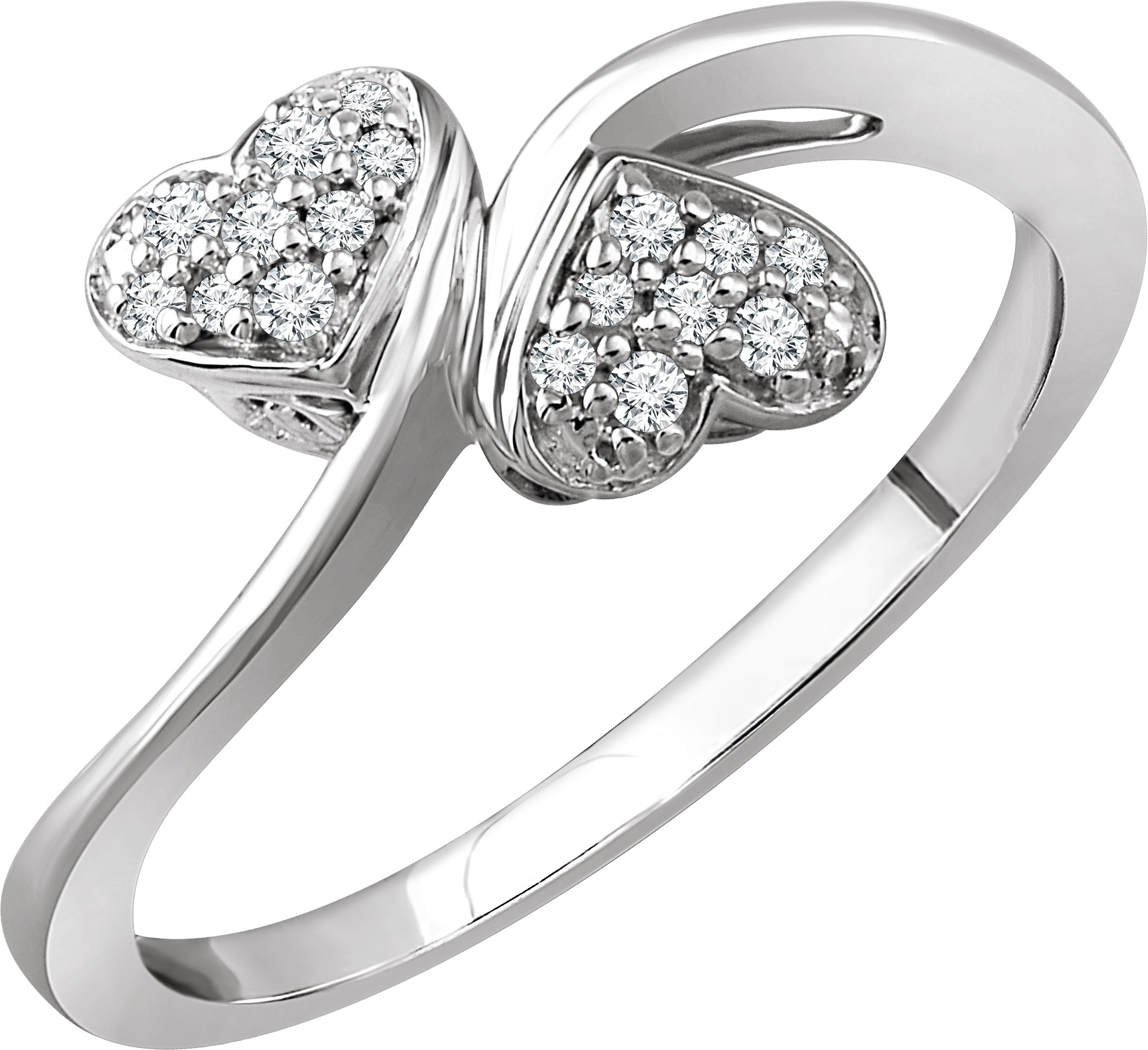 10K White 1/10 CTW Diamond Heart Promise Ring