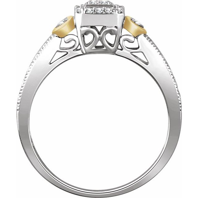 10K White/Yellow 1/6 CTW Natural Diamond Promise Ring  