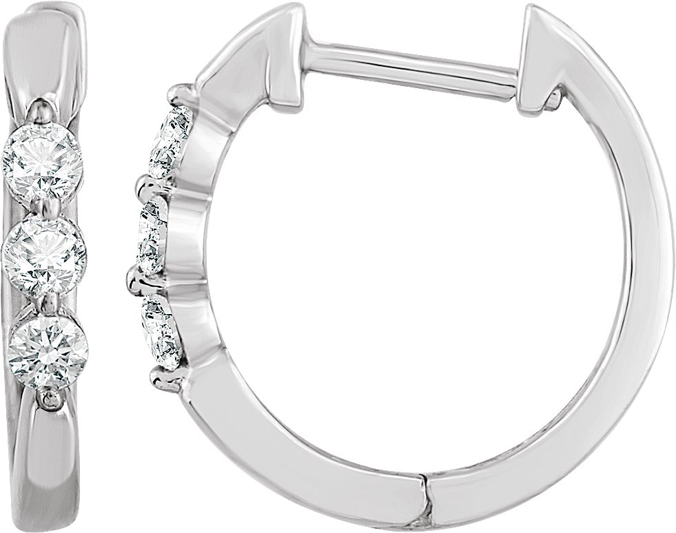 14K White 1/4 CTW Natural Diamond 14 mm Hoop Earrings  