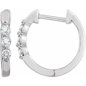 14K White 1/4 CTW Natural Diamond 14 mm Hoop Earrings  