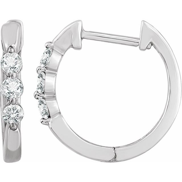 14K White 1/4 CTW Diamond Hoop Earrings  