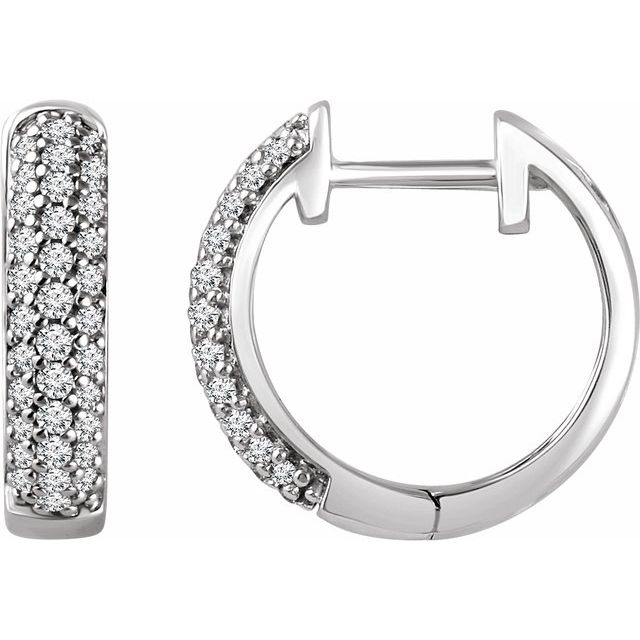 14K White 1/3 CTW Natural Diamond Hoop Earrings  