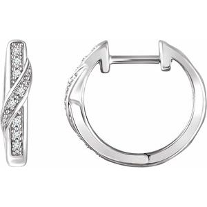 14K White .05 CTW Diamond Hoop Earrings